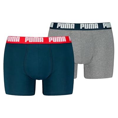 PUMA Män Män Everyday Basic Boxers underkläder (2-pack), Marinblå/grå melange – ny, L PUMA Män Män Everyday Basic Boxers underkläder (2-pack), Marinblå/grå melange – ny, L