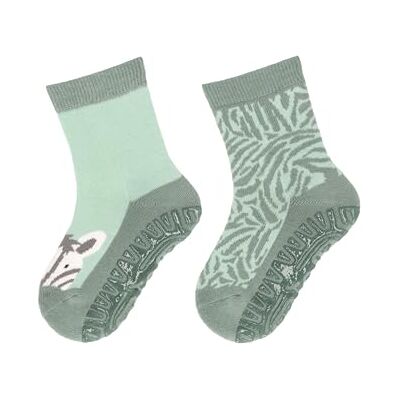 Sterntaler Fli AIR 2-pack Zebra – kakelstrimlare för flickor i dubbelpack – stoppstrumpor med halkfri sula – kakelstrumpor med motiv, Steingrön, 18 EU Sterntaler Fli AIR 2-pack Zebra – kakelstrimlare för flickor i dubbelpack – stoppstrumpor med halkfri sula – kakelstrumpor med motiv, Steingrön, 18 EU