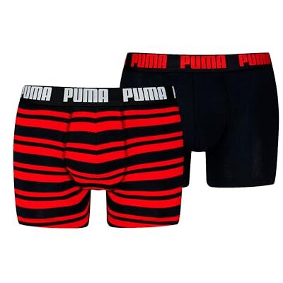 PUMA Everyday Heritage Stripe Boxer 2 enheter S, Röd/svart, S PUMA Everyday Heritage Stripe Boxer 2 enheter S, Röd/svart, S