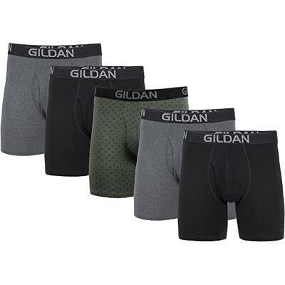 Gildan herr bomull stretch boxershorts multipack (paket med 4), Blk/ljung mörkgrå/grön midnatt (5-pack), L Gildan herr bomull stretch boxershorts multipack (paket med 4), Blk/ljung mörkgrå/grön midnatt (5-pack), L