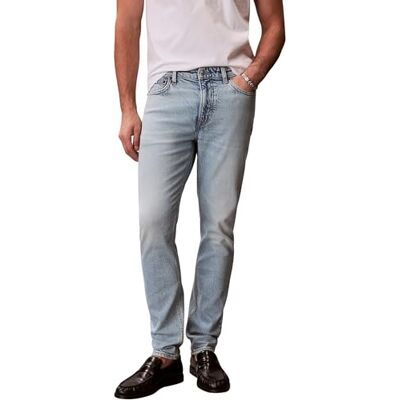 Calvin herr smal avsmalnande marmorerad fyr Jean LV04RF741G jeans, blå, 35W/32L Calvin herr smal avsmalnande marmorerad fyr Jean LV04RF741G jeans, blå, 35W/32L