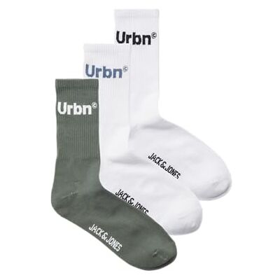 JACK & JONES JACURBN TENNIS SOCKS 3-pack SN, Agave grön/förpackning: svart – oceanview, One Size JACK & JONES JACURBN TENNIS SOCKS 3-pack SN, Agave grön/förpackning: svart – oceanview, One Size
