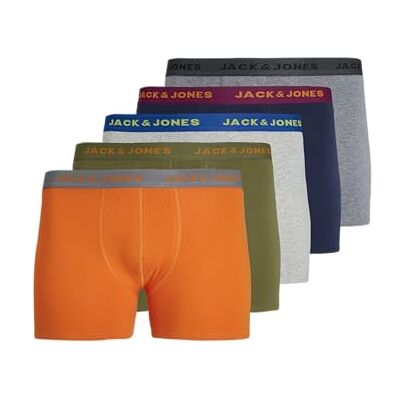 JACK&JONES PLUS JACSOLID Kontrast Trunks 5-pack PLS, Light Grey Melange/pack: marinblå blazer – olivgren – grå melange – Exuberance, XXL JACK&JONES PLUS JACSOLID Kontrast Trunks 5-pack PLS, Light Grey Melange/pack: marinblå blazer – olivgren – grå melange – Exuberance, XXL