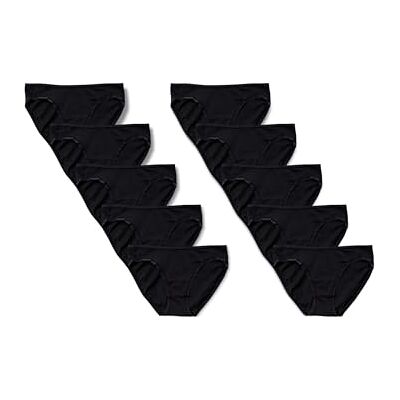 Amazon Essentials Women's Bikinitrosor underkläder i bomull (finns i plusstorlek), Pack of 10, Svart, XL Amazon Essentials Women's Bikinitrosor underkläder i bomull (finns i plusstorlek), Pack of 10, Svart, XL