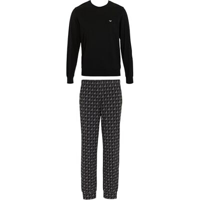 Giorgio Armani mans klassiska mönster mix pyjamas med muffins set svart M, Svart, M Giorgio Armani mans klassiska mönster mix pyjamas med muffins set svart M, Svart, M