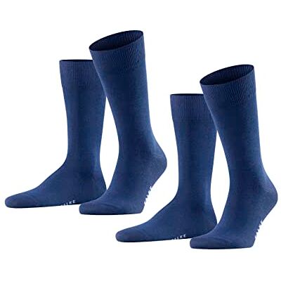 FALKE Happy 2-pack herrstrumpor andningsbara bomull förstärkta extra mjuka på huden enkel platt söm för tryckfria tår för klänning casual affärslook flerpack 2 par, Blå (kungsblå 6000), 42.5-45 EU FALKE Happy 2-pack herrstrumpor andningsbara bomull förstärkta extra mjuka på huden enkel platt söm för tryckfria tår för klänning casual affärslook flerpack 2 par, Blå (kungsblå 6000), 42.5-45 EU