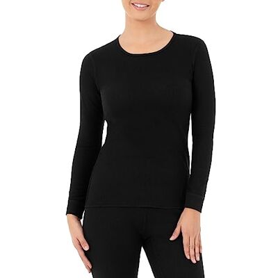 Fruit of the Loom Dam Micro Waffle Termisk Crew Top Pyjamas, Svart, L Fruit of the Loom Dam Micro Waffle Termisk Crew Top Pyjamas, Svart, L