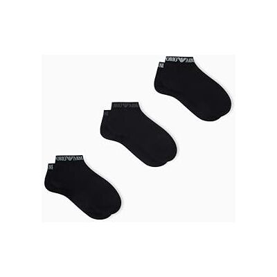Giorgio Armani Utökad logotyp för män 3-pack strumpor svart S/M Giorgio Armani Utökad logotyp för män 3-pack strumpor svart S/M