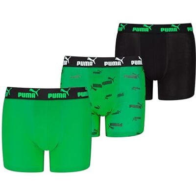 PUMA Pojkar Elements Boxer (3-pack), Svart/grön, 122-128 PUMA Pojkar Elements Boxer (3-pack), Svart/grön, 122-128