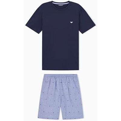 Giorgio Armani mäns logga mönster vävd kort pyjamas blå M, BLÅ, M Giorgio Armani mäns logga mönster vävd kort pyjamas blå M, BLÅ, M