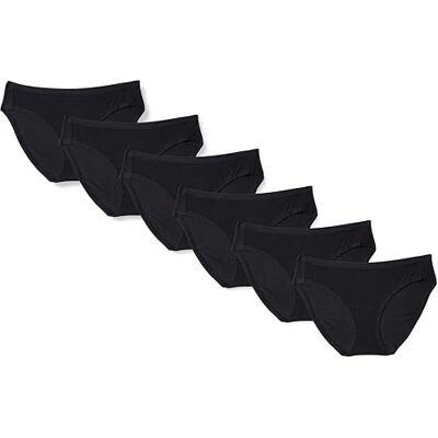 Amazon Essentials Women's Bikinitrosor underkläder i bomull (finns i plusstorlek), Pack of 6, Svart, S Amazon Essentials Women's Bikinitrosor underkläder i bomull (finns i plusstorlek), Pack of 6, Svart, S