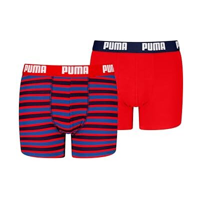 PUMA Pojkar Everyday Striped Boxer (2-pack), Röd/blå, 122-128 PUMA Pojkar Everyday Striped Boxer (2-pack), Röd/blå, 122-128