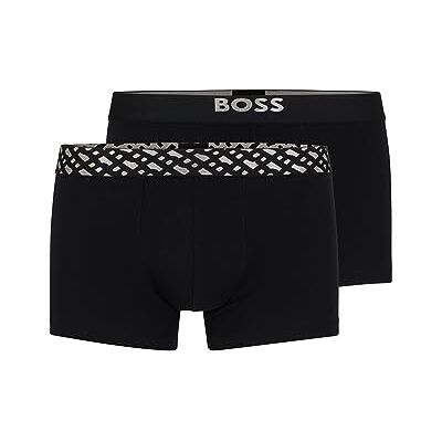 Boss Trunk 2P silver G boxershorts av stretchbomull med metallisk logotyp i tvåpack, Black1, S Boss Trunk 2P silver G boxershorts av stretchbomull med metallisk logotyp i tvåpack, Black1, S