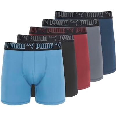 PUMA Herr 5-pack Performance boxershorts, Blå/rosa/svart, XL PUMA Herr 5-pack Performance boxershorts, Blå/rosa/svart, XL