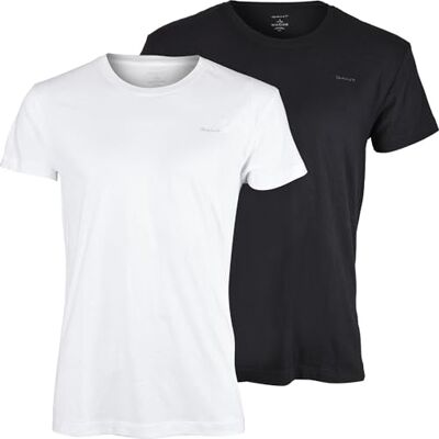 GANT Herr C-neck T-shirt 2-pack underkläder, svart/vit, standard, svart/vit, En Storlek GANT Herr C-neck T-shirt 2-pack underkläder, svart/vit, standard, svart/vit, En Storlek
