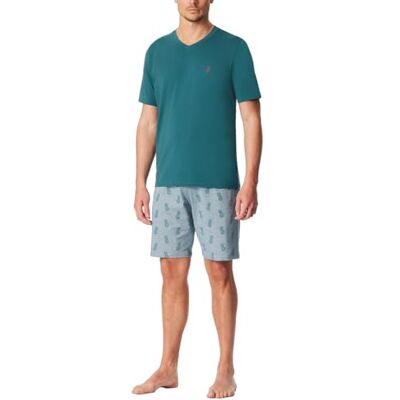 Schiesser Herrpyjamas kort V-ringad – nattkläder set, Grön, 58 Schiesser Herrpyjamas kort V-ringad – nattkläder set, Grön, 58