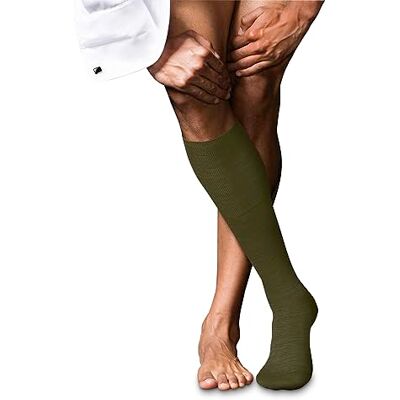 FALKE herr nr. 6 knästrumpor ventilerande klimatreglerande lukthämmande ull silke hög kvalitet elegant förstärkta herrstrumpor platt söm tryckfri fotspets fin business 1 par, Grön (Artichoke 7436), FALKE herr nr. 6 knästrumpor ventilerande klimatreglerande lukthämmande ull silke hög kvalitet elegant förstärkta herrstrumpor platt söm tryckfri fotspets fin business 1 par, Grön (Artichoke 7436),