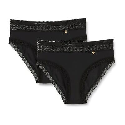 Dagi Kvinnors svart 2-pack vanliga midjekalsonger, svart, XS, svart, XS Dagi Kvinnors svart 2-pack vanliga midjekalsonger, svart, XS, svart, XS