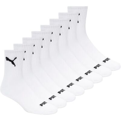 PUMA 8-pack atletiska vadderade högkvarter crew-strumpor, vit/svart, 9-13 UK, Vit/svart, 43-47 EU PUMA 8-pack atletiska vadderade högkvarter crew-strumpor, vit/svart, 9-13 UK, Vit/svart, 43-47 EU