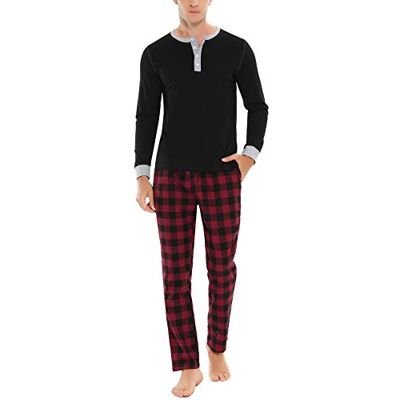Doaraha Pyjamas för män i Bomull, Pyjamas 100% Bomull Lång Bekväm Pyjamas Två stycken Män Pyjamas Långärmad Pyjamas Vinter S-XXL, B1-svart, XXL Doaraha Pyjamas för män i Bomull, Pyjamas 100% Bomull Lång Bekväm Pyjamas Två stycken Män Pyjamas Långärmad Pyjamas Vinter S-XXL, B1-svart, XXL