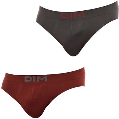 Dim Sömlösa herrtrosor micro x2, Kvartsgrå/kall vinröd, L Dim Sömlösa herrtrosor micro x2, Kvartsgrå/kall vinröd, L