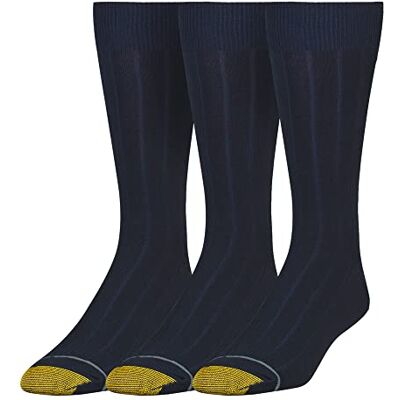 GOLDTOE Gold Toe klassiska strumpor för män (3-pack), marinblå, L GOLDTOE Gold Toe klassiska strumpor för män (3-pack), marinblå, L
