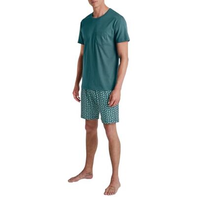 CALIDA Relax Imprint kortpyjamas herr, tillverkad av 100% bomull, Philo Green, 58-60 CALIDA Relax Imprint kortpyjamas herr, tillverkad av 100% bomull, Philo Green, 58-60