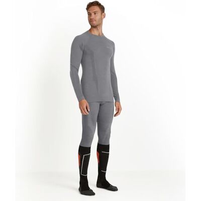 FALKE herr Baslager Ovandel Wool-Tech Round Neck M L/s Sh ull funktionsmaterial snabbtorkande 1 del, Grå Grey-Heather 3757, XXL FALKE herr Baslager Ovandel Wool-Tech Round Neck M L/s Sh ull funktionsmaterial snabbtorkande 1 del, Grå Grey-Heather 3757, XXL