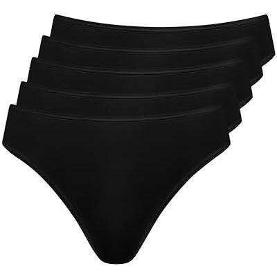 Nur Die Endast 5-pack stringtrosor flerfärgad av bomull stretch underkläder underbyxor basic flerpack damer, svart, 44-46 Nur Die Endast 5-pack stringtrosor flerfärgad av bomull stretch underkläder underbyxor basic flerpack damer, svart, 44-46
