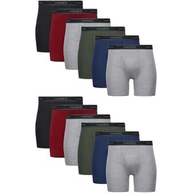 Hanes underkläder för män, bomull boxershorts fukttransporterande, blandade fasta ämnen, 12-pack, Svart, blå, grön, grå, röd, M Hanes underkläder för män, bomull boxershorts fukttransporterande, blandade fasta ämnen, 12-pack, Svart, blå, grön, grå, röd, M