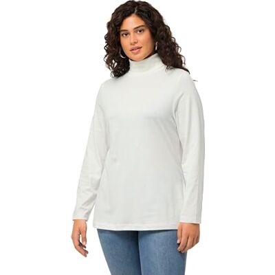Ulla Popken Shirtrolli Basic polokrage, ogenomskinlig dam, Off White, 46/48 Ulla Popken Shirtrolli Basic polokrage, ogenomskinlig dam, Off White, 46/48