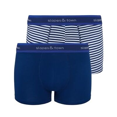 Slopes&Town Slopes and Town Bamboo Boxer shorts marinblå/blå ränder (2-pack), blå, M Slopes&Town Slopes and Town Bamboo Boxer shorts marinblå/blå ränder (2-pack), blå, M