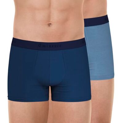 EMINENCE 2-pack boxershorts för män tillverkade i Frankrike stretchig bomull, sömlösa sidor, jacquardbälte Oeko-TEX® etikett standard 100, Blå/ljusblå, 3XL EMINENCE 2-pack boxershorts för män tillverkade i Frankrike stretchig bomull, sömlösa sidor, jacquardbälte Oeko-TEX® etikett standard 100, Blå/ljusblå, 3XL