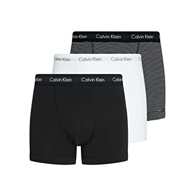 Calvin herr 3P Trunk Boxershorts, Vit/B & w rand/svart, M Calvin herr 3P Trunk Boxershorts, Vit/B & w rand/svart, M