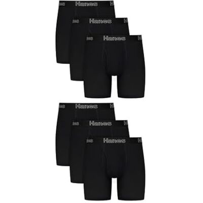 Hanes Pack, Performance Stretch Underwear, Fukttransporterande boxershorts för män, 6-pack, Svart/blå/grå, XXL Hanes Pack, Performance Stretch Underwear, Fukttransporterande boxershorts för män, 6-pack, Svart/blå/grå, XXL