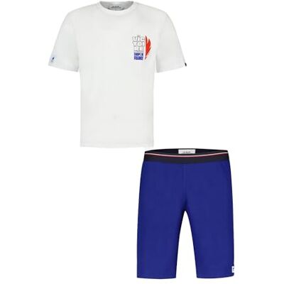Le Slip Français Pack pyjama court blanc/indigo équipe de France en coton 100% Made In France Le Slip Français Pack pyjama court blanc/indigo équipe de France en coton 100% Made In France