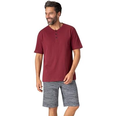 EMINENCE Kort pyjamas, Marinblå och vit/vinröd topp, S EMINENCE Kort pyjamas, Marinblå och vit/vinröd topp, S