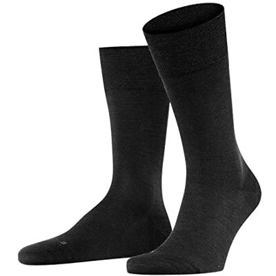 FALKE herr Strumpor Sensitive Berlin M So ull bomull med mjuka toppar 1 par, Svart Black 3000, 43-46 FALKE herr Strumpor Sensitive Berlin M So ull bomull med mjuka toppar 1 par, Svart Black 3000, 43-46