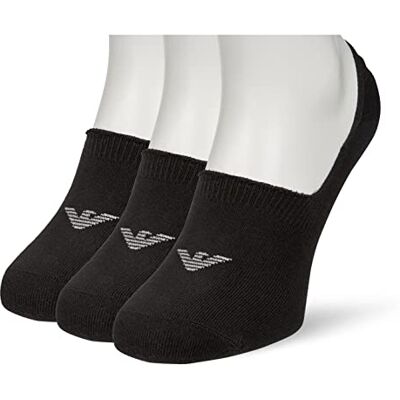 Giorgio Armani Underkläder för män med Jacquard Eagle 3-pack osynliga strumpor, svart, S/M Giorgio Armani Underkläder för män med Jacquard Eagle 3-pack osynliga strumpor, svart, S/M