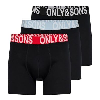 Only & Sons Mäns Onsfitz Solid Boxer 3-pack Noos, svart, XL (förpackning med 3) Only & Sons Mäns Onsfitz Solid Boxer 3-pack Noos, svart, XL (förpackning med 3)