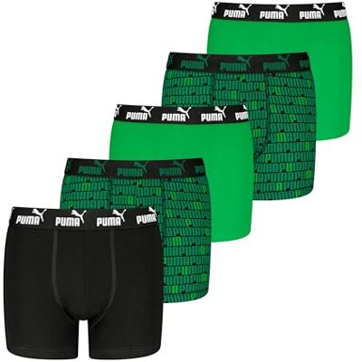 PUMA Tryckta boxershorts för barn (5-pack), Svart/grön, 122-128 PUMA Tryckta boxershorts för barn (5-pack), Svart/grön, 122-128