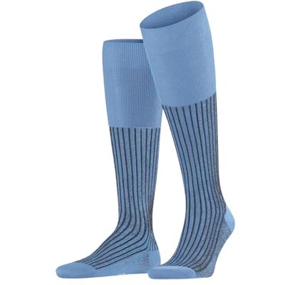 FALKE herr Oxford Stripe knästrumpor ventilerande bomull förstärkta mäns knästrumpor platta sömmar för tryckfri fotspets ribbad speciell briljans business vardag 1 par, Blå (cornflower Blue 6554), FALKE herr Oxford Stripe knästrumpor ventilerande bomull förstärkta mäns knästrumpor platta sömmar för tryckfri fotspets ribbad speciell briljans business vardag 1 par, Blå (cornflower Blue 6554),