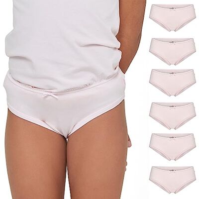 POMPEA 6 stycken trosor för flickor i bomull, mjuka elastiska jerseytrosor med platta sömmar, Rosenröd, 10-11 �r POMPEA 6 stycken trosor för flickor i bomull, mjuka elastiska jerseytrosor med platta sömmar, Rosenröd, 10-11 �r