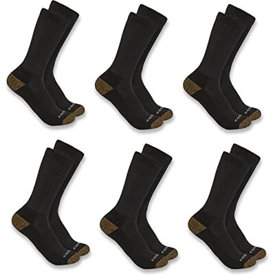 Carhartt Herr SC1156M Midweight Crew Sock 6-pack, Svart, Large Carhartt Herr SC1156M Midweight Crew Sock 6-pack, Svart, Large