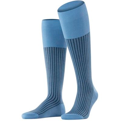 FALKE herr Oxford Stripe knästrumpor ventilerande bomull förstärkta mäns knästrumpor platta sömmar för tryckfri fotspets ribbad speciell briljans business vardag 1 par, Blå cornflower Blue 6554, 39-40 FALKE herr Oxford Stripe knästrumpor ventilerande bomull förstärkta mäns knästrumpor platta sömmar för tryckfri fotspets ribbad speciell briljans business vardag 1 par, Blå cornflower Blue 6554, 39-40