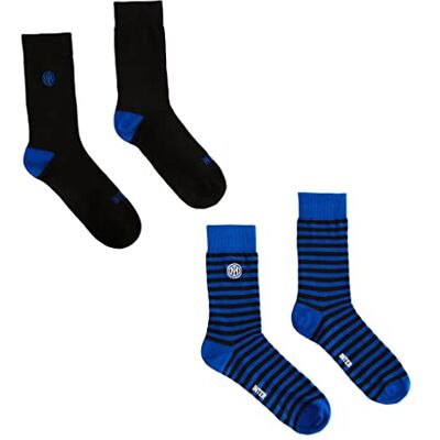Inter FC national Milano S.p.A. Två Par Set Män Strumpor, Bomull, Strumpor, För Alla Fans Svarta Blåblå och lämpliga för alla tillfällen, Officiell Produkt, Svart och blå, 35-38 EU Inter FC national Milano S.p.A. Två Par Set Män Strumpor, Bomull, Strumpor, För Alla Fans Svarta Blåblå och lämpliga för alla tillfällen, Officiell Produkt, Svart och blå, 35-38 EU