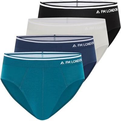 FM London 4-pack bambusrosor för män – bekväma underkläder trosor med etikettfri midja – byxor med stretch passform utan öppning framtill – multipack, Svart, blå, grå, M FM London 4-pack bambusrosor för män – bekväma underkläder trosor med etikettfri midja – byxor med stretch passform utan öppning framtill – multipack, Svart, blå, grå, M