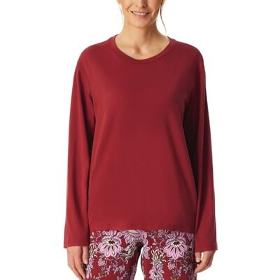Schiesser Damsovskjorta, långärmad bomullsblandning + relax pyjamasöverdel, Mörkröd_182103, 36 Schiesser Damsovskjorta, långärmad bomullsblandning + relax pyjamasöverdel, Mörkröd_182103, 36