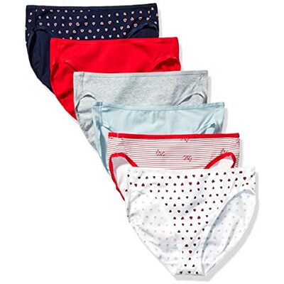 Amazon Essentials Women's Korta underkläder i bomull med höga ben (finns i plusstorlek), Pack of 6, Flerfärgad/Hjärtan/Rand, XL Amazon Essentials Women's Korta underkläder i bomull med höga ben (finns i plusstorlek), Pack of 6, Flerfärgad/Hjärtan/Rand, XL
