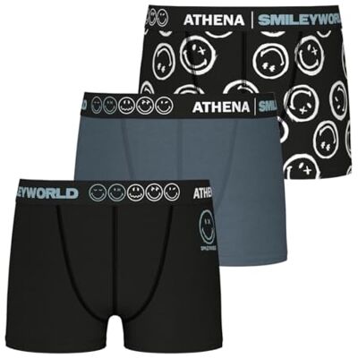 Athena Smiley X Lc34 Underkläder Pojkar, Svart Smiley Screentryck/Svart Smiley Print/Antracit Grey, 10 ans Athena Smiley X Lc34 Underkläder Pojkar, Svart Smiley Screentryck/Svart Smiley Print/Antracit Grey, 10 ans